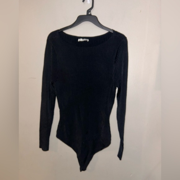 Abercrombie & Fitch Bodysuit -black ribbed long sleeve round neck - Picture 2 of 9